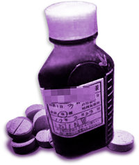 Un flacon de comprimés de codéine (tous les opiacés soulagent temporairement la douleur, mais créent une grande dépendance).